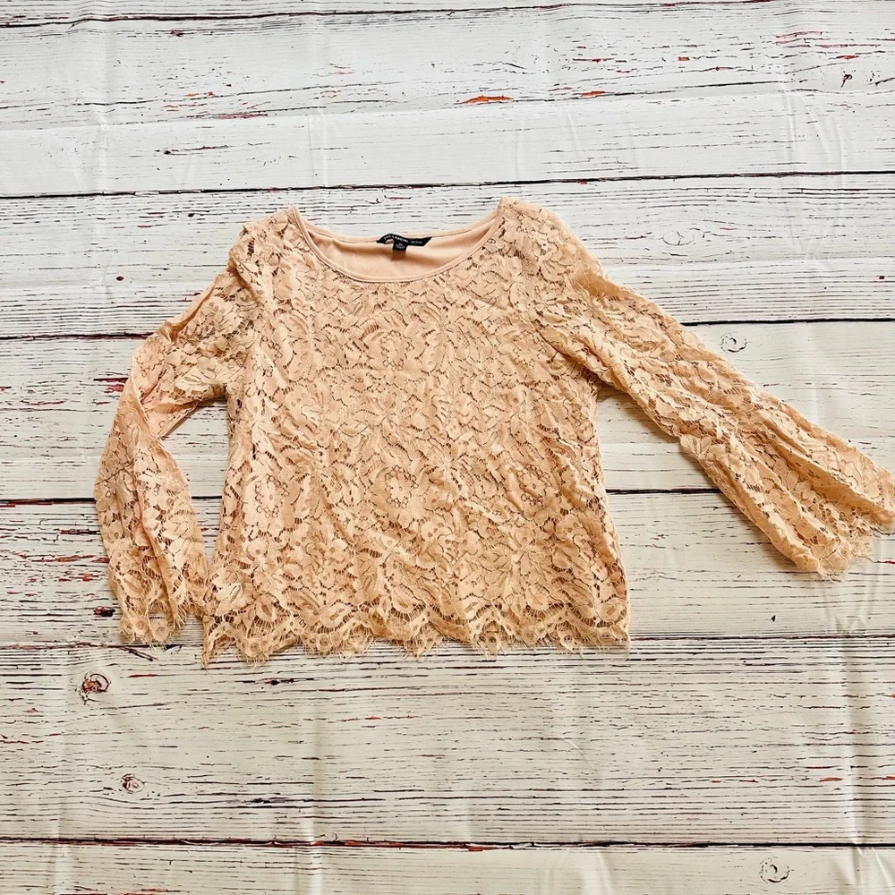 Blush Pink Lace Blouse with 3/4 Sleeves
